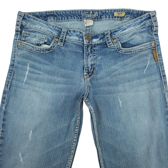 Silver Jeans Alex Bootcut Womens Size 33 Distressed Low Rise Med Wash Denim - Picture 13 of 15
